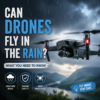 Drone flying in rainy weather, illustrating safety tips and risks for wet conditions
