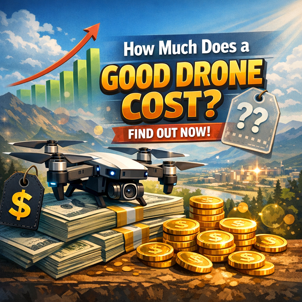 Pricing guide graphic about how much a good drone costs, with cost analysis and buying tips.