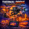Thermal drone highlighting firefighting, wildlife monitoring, and solar panel inspection uses