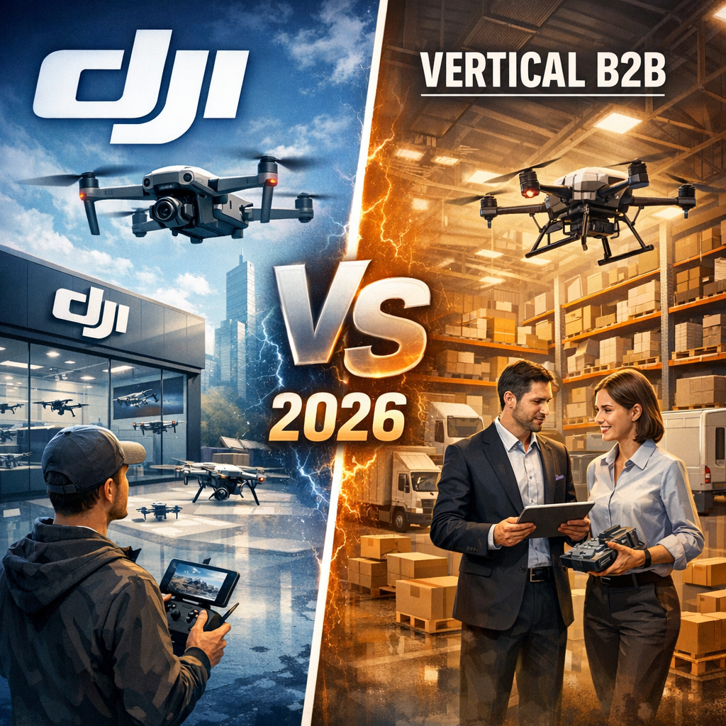 Comparison chart of DJI drones for commercial and industrial B2B vertical markets in 2026