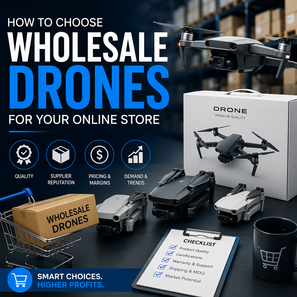 Guide on choosing wholesale drones for an online store, with quality, pricing, and market trend considerations