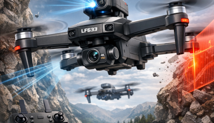 LF633 brushless dual-camera drone with obstacle avoidance, shown in a wholesale product listing